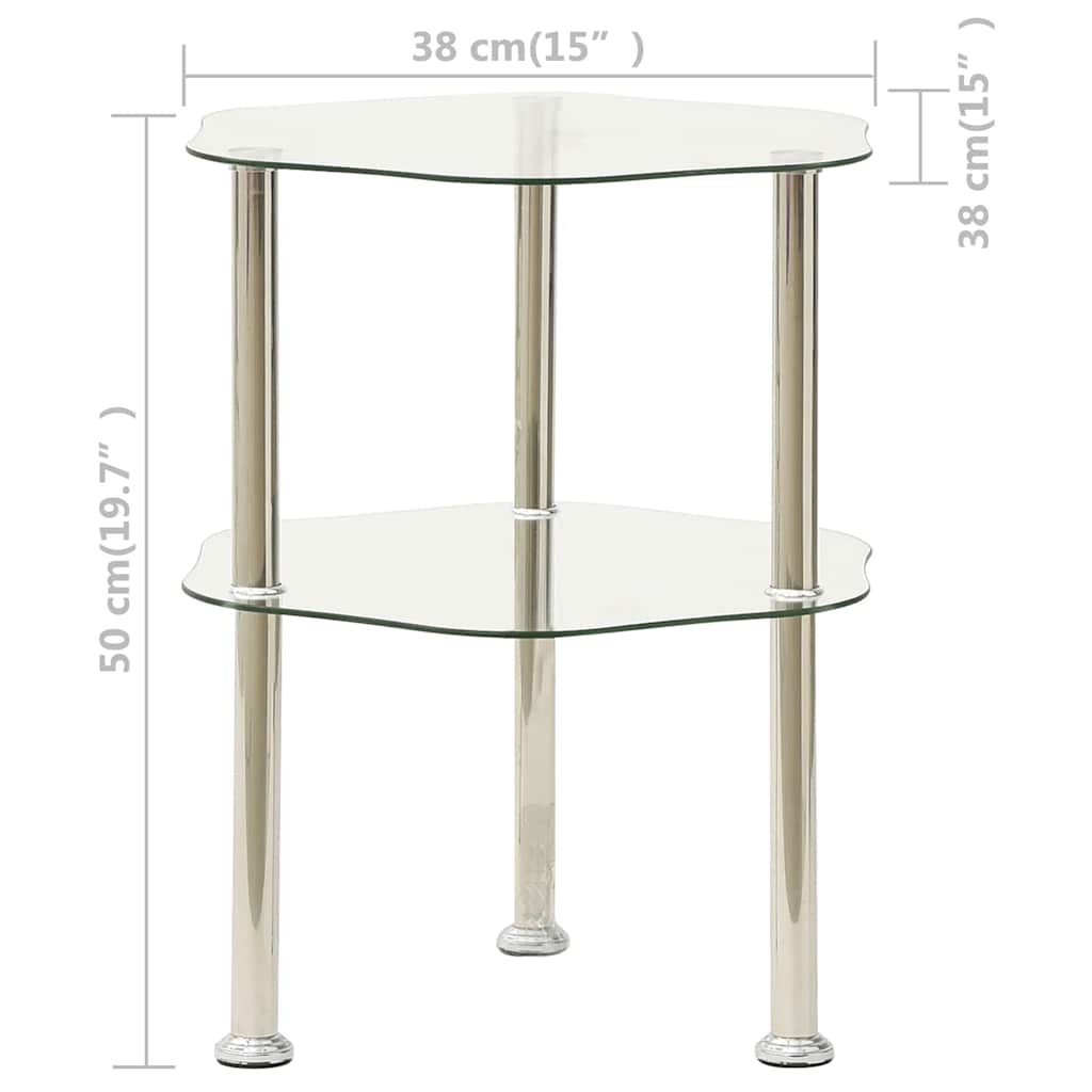 Side Table Transparent Tempered Glass Medium Modern Side Table