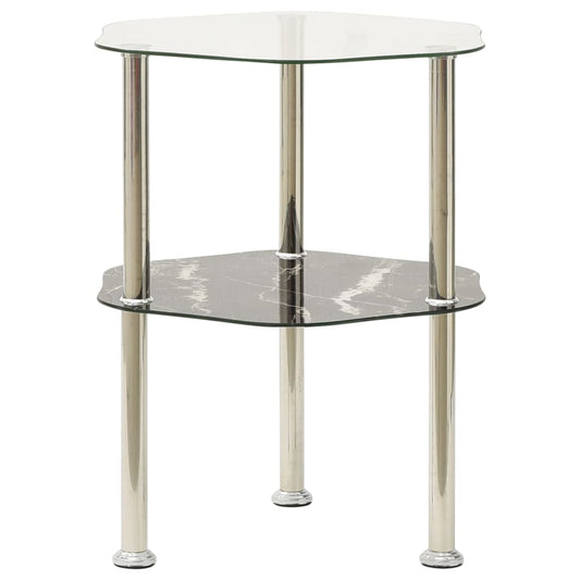 Side Table Transparent and black marble