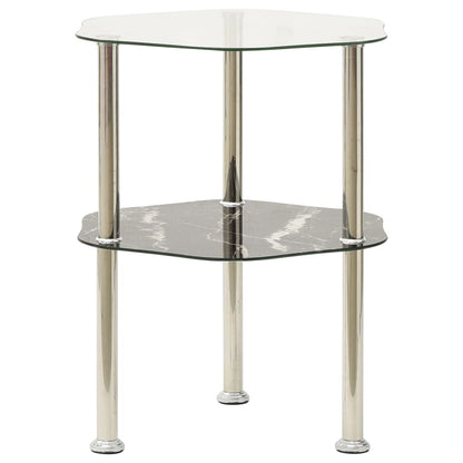 Side Table Transparent and black marble