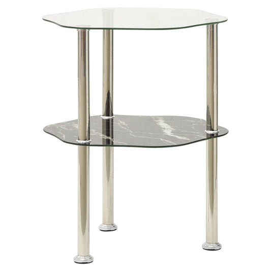 Side Table Transparent and black marble