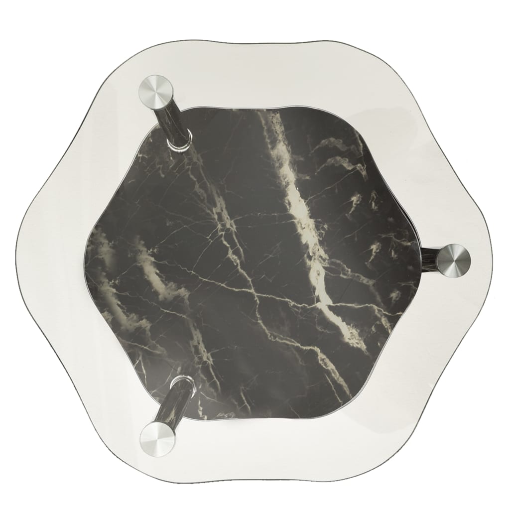 Side Table Transparent and black marble