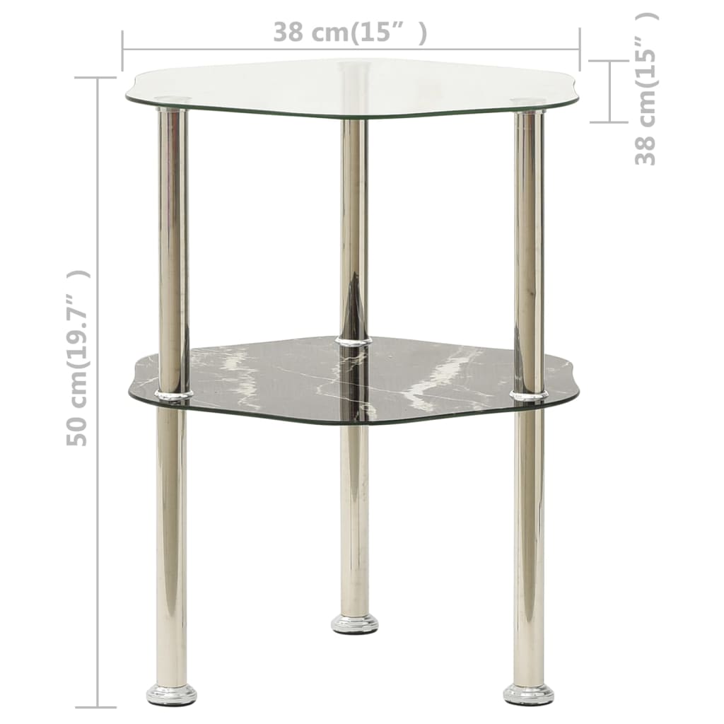 Side Table Transparent and black marble