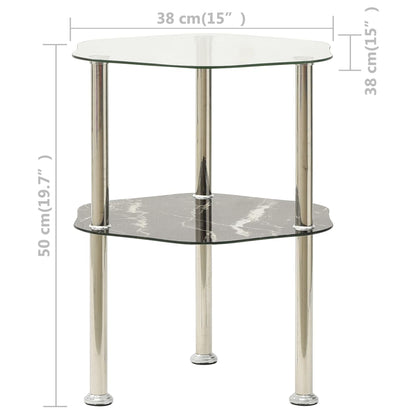 Side Table Transparent and black marble