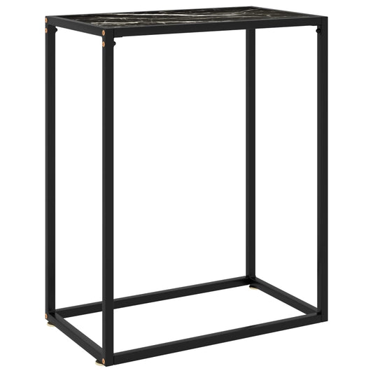 Console Table Black Tempered glass, powder-coated steel