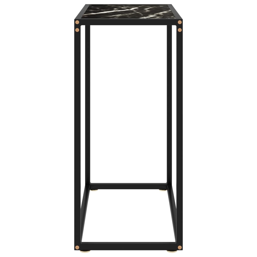 Console Table Black Tempered glass, powder-coated steel