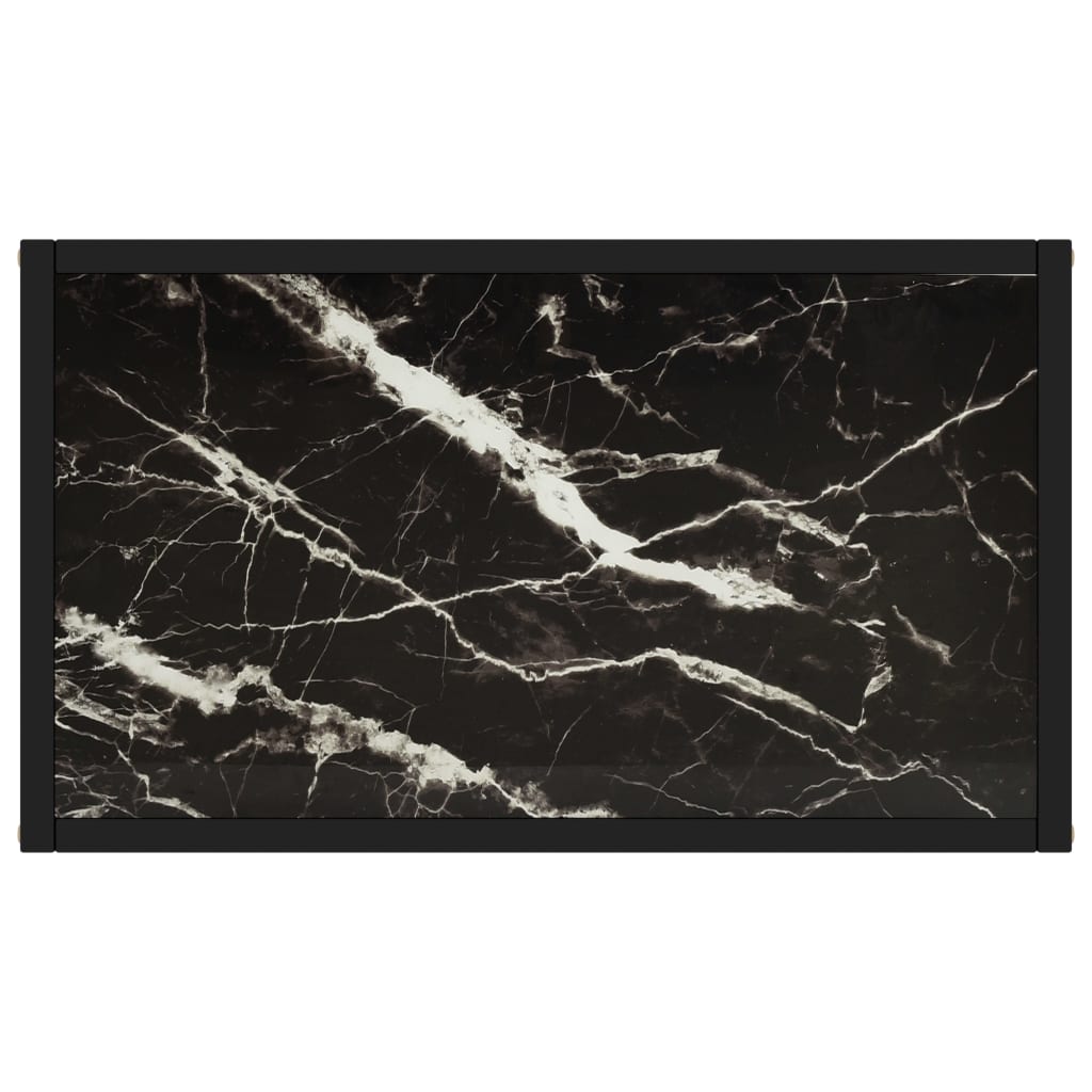 Console Table Black Tempered glass, powder-coated steel