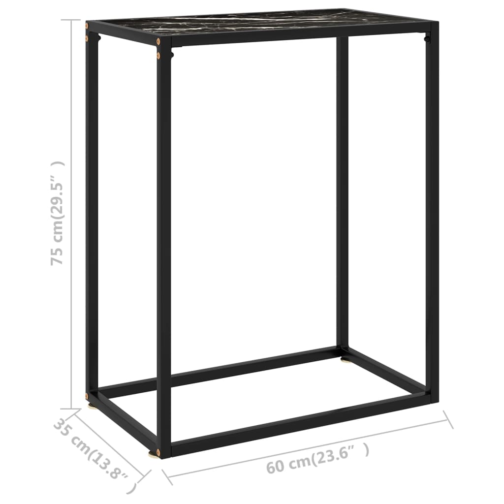 Console Table Black Tempered glass, powder-coated steel