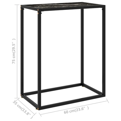 Console Table Black Tempered glass, powder-coated steel