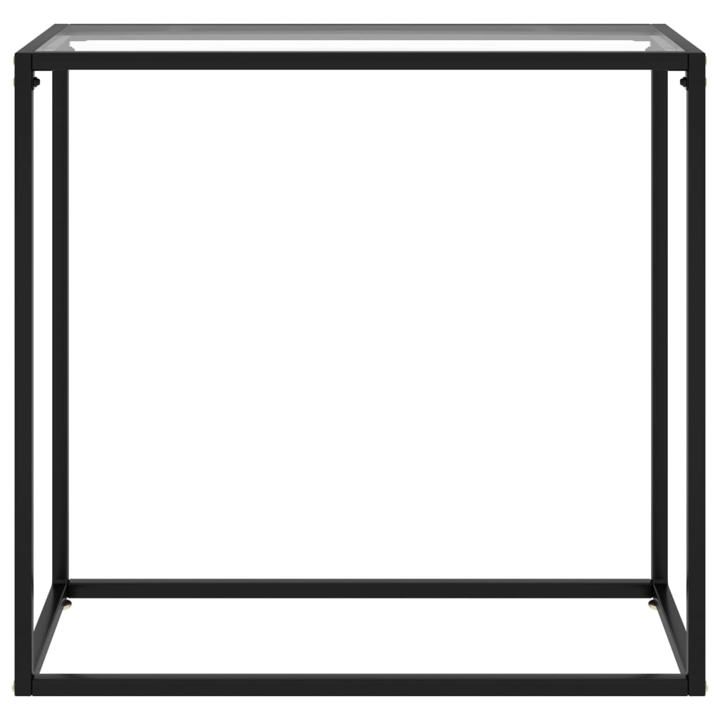 Console Table Transparent, Black Toughened Glass, Powder-Coated Steel