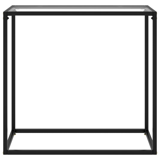 Console Table Transparent, Black Toughened Glass, Powder-Coated Steel