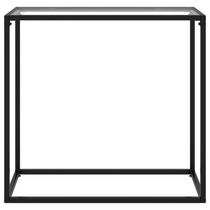 Console Table Transparent, Black Toughened Glass, Powder-Coated Steel