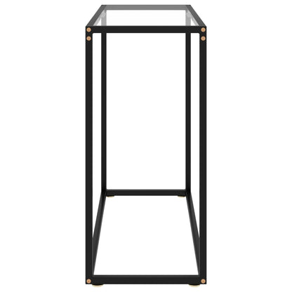 Console Table Transparent, Black Toughened Glass, Powder-Coated Steel