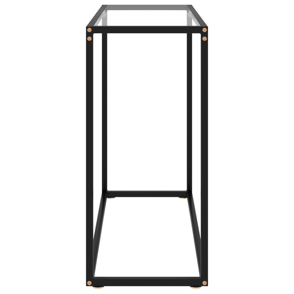 Console Table Transparent, Black Toughened Glass, Powder-Coated Steel