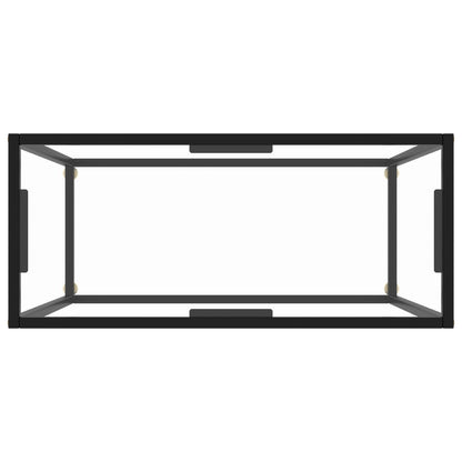 Console Table Transparent, Black Toughened Glass, Powder-Coated Steel