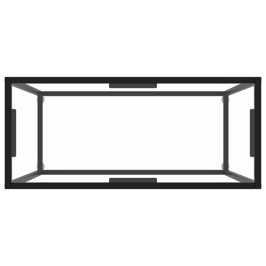 Console Table Transparent, Black Toughened Glass, Powder-Coated Steel