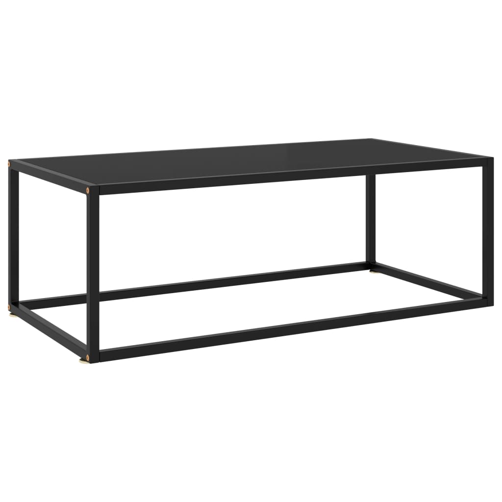Coffee Table Black Tempered Glass, Powder-Coated Steel Medium