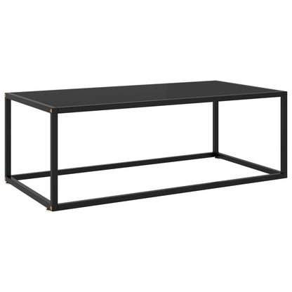 Coffee Table Black Tempered Glass, Powder-Coated Steel Medium