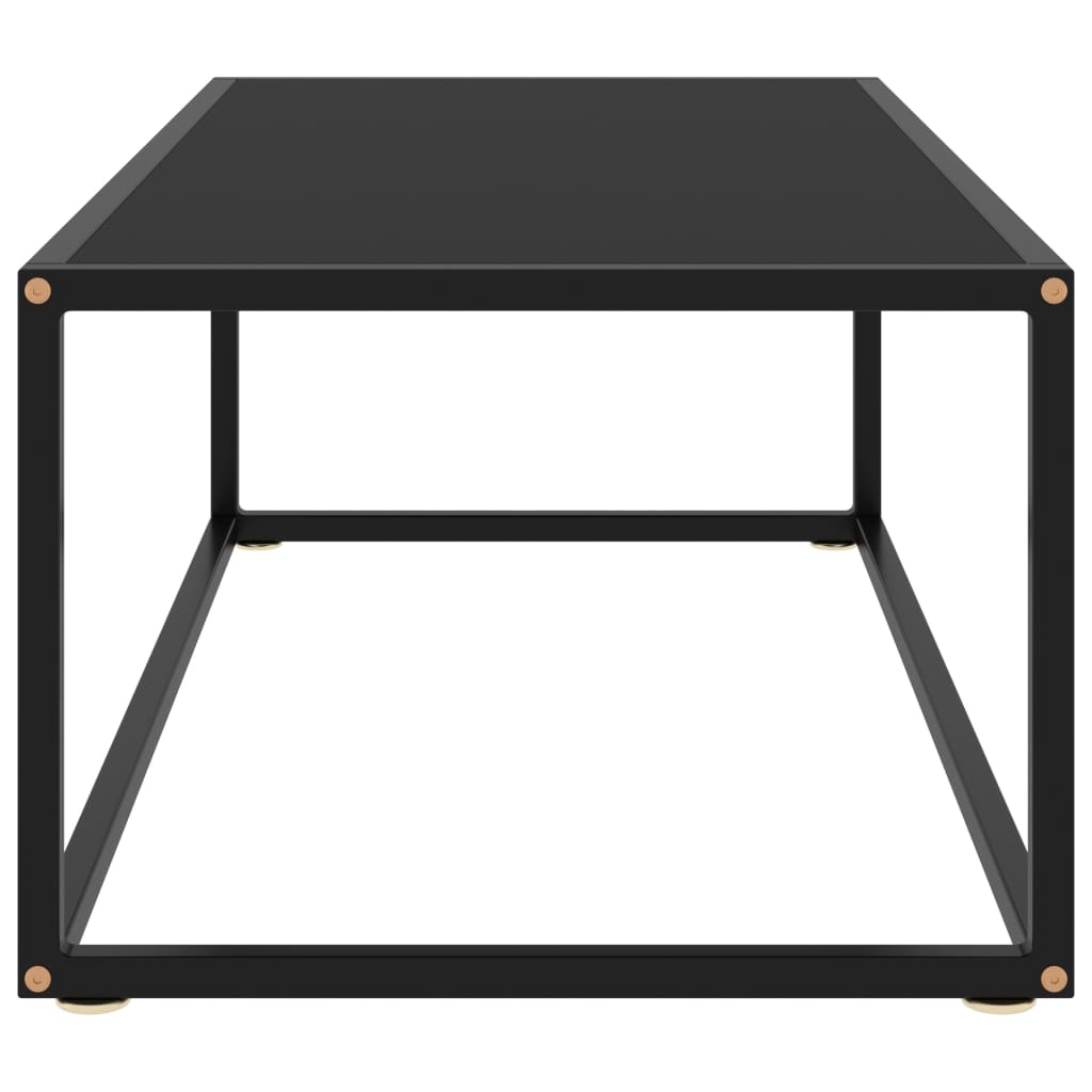 Coffee Table Black Tempered Glass, Powder-Coated Steel Medium