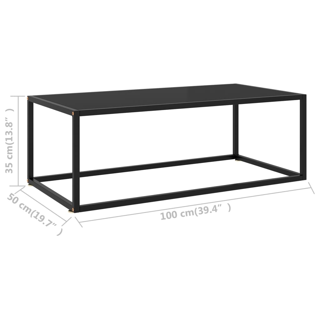 Coffee Table Black Tempered Glass, Powder-Coated Steel Medium