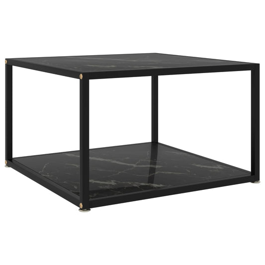 Coffee Table Black Tempered Glass 23.6 x 23.6 x 13.8 in Square