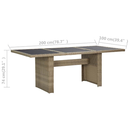 Dining Table Brown and Black PE Rattan, Glass, Powder-Coated Steel