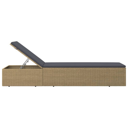 Sunlounger Brown and Dark Grey PE rattan Standard Foldable