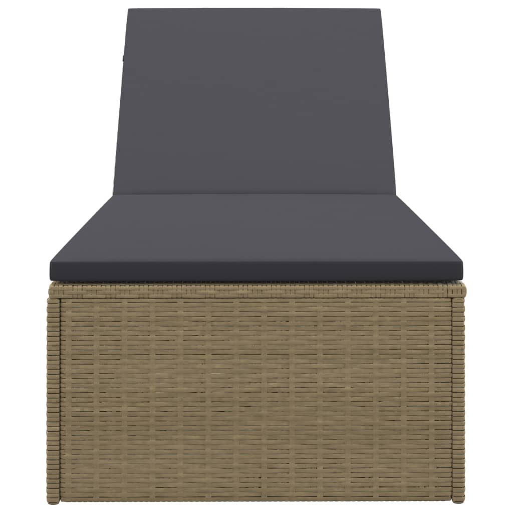 Sunlounger Brown and Dark Grey PE rattan Standard Foldable