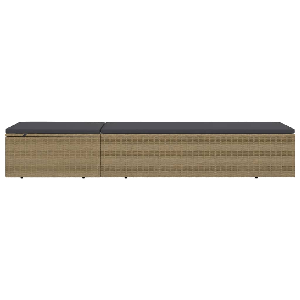 Sunlounger Brown and Dark Grey PE rattan Standard Foldable
