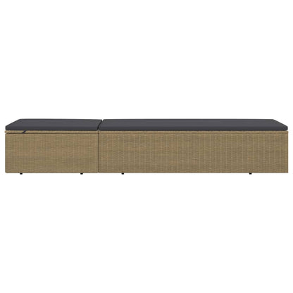 Sunlounger Brown and Dark Grey PE rattan Standard Foldable