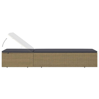 Sunlounger Brown and Dark Grey PE rattan Standard Foldable
