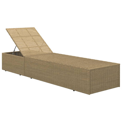 Sunlounger Brown and Dark Grey PE rattan Standard Foldable