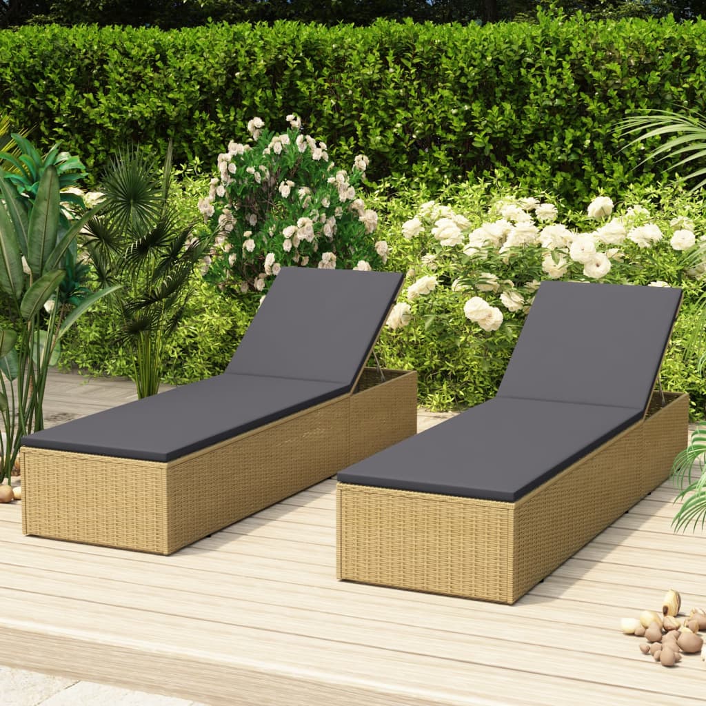 Sunlounger Brown and Dark Grey PE rattan Standard Foldable