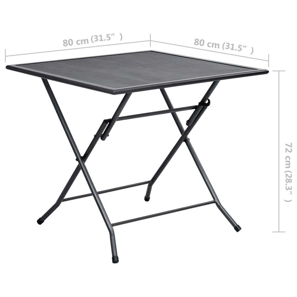 Folding Table Anthracite Steel with Powder Coating