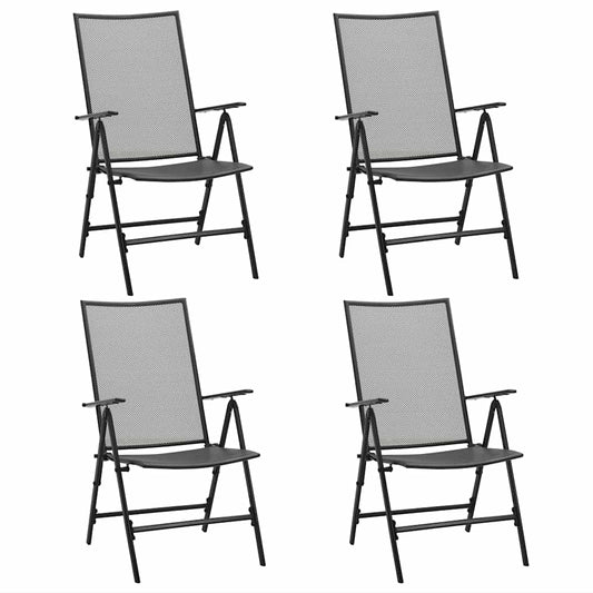 Folding Chair Set of 4 Anthracite Steel Standard Foldable
