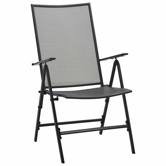 Folding Chair Set of 4 Anthracite Steel Standard Foldable