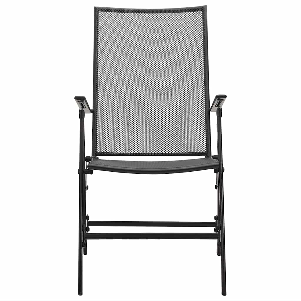 Folding Chair Set of 4 Anthracite Steel Standard Foldable