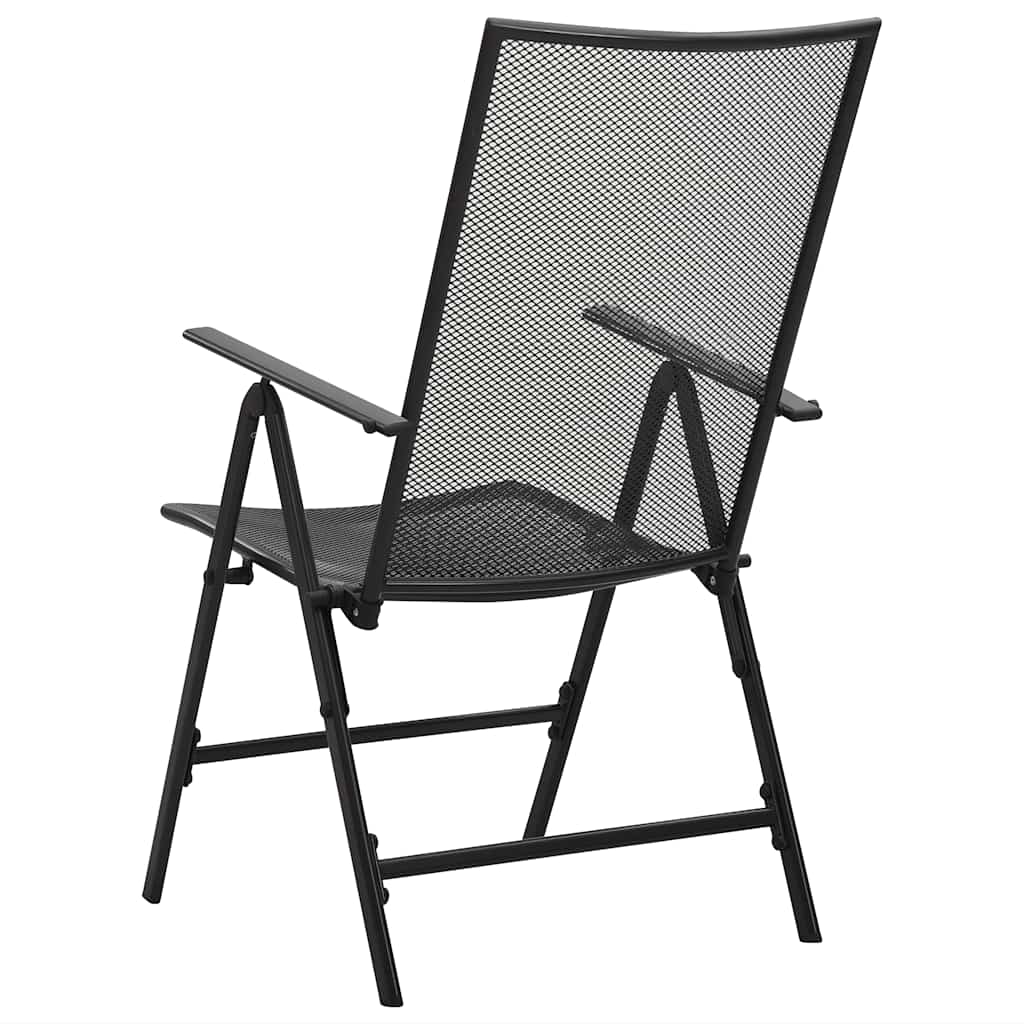 Folding Chair Set of 4 Anthracite Steel Standard Foldable