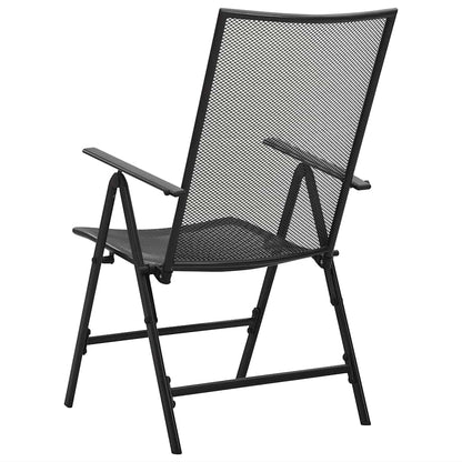 Folding Chair Set of 4 Anthracite Steel Standard Foldable