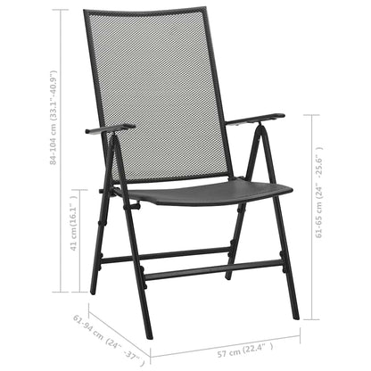 Folding Chair Set of 4 Anthracite Steel Standard Foldable