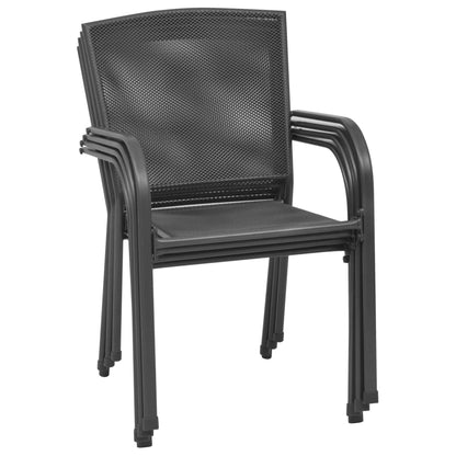 Outdoor Chair Set of 4 Anthracite Steel Medium Stackable