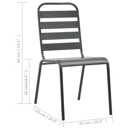 Outdoor Chair Set of 4 Dark Grey E-coated Steel Standard