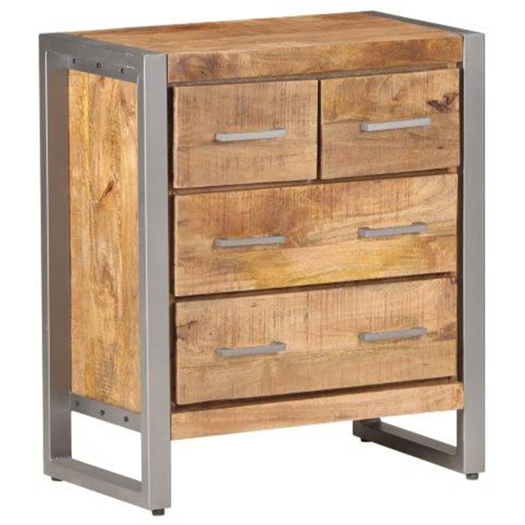 Sideboard Natural wood, grey Rough mango wood, iron