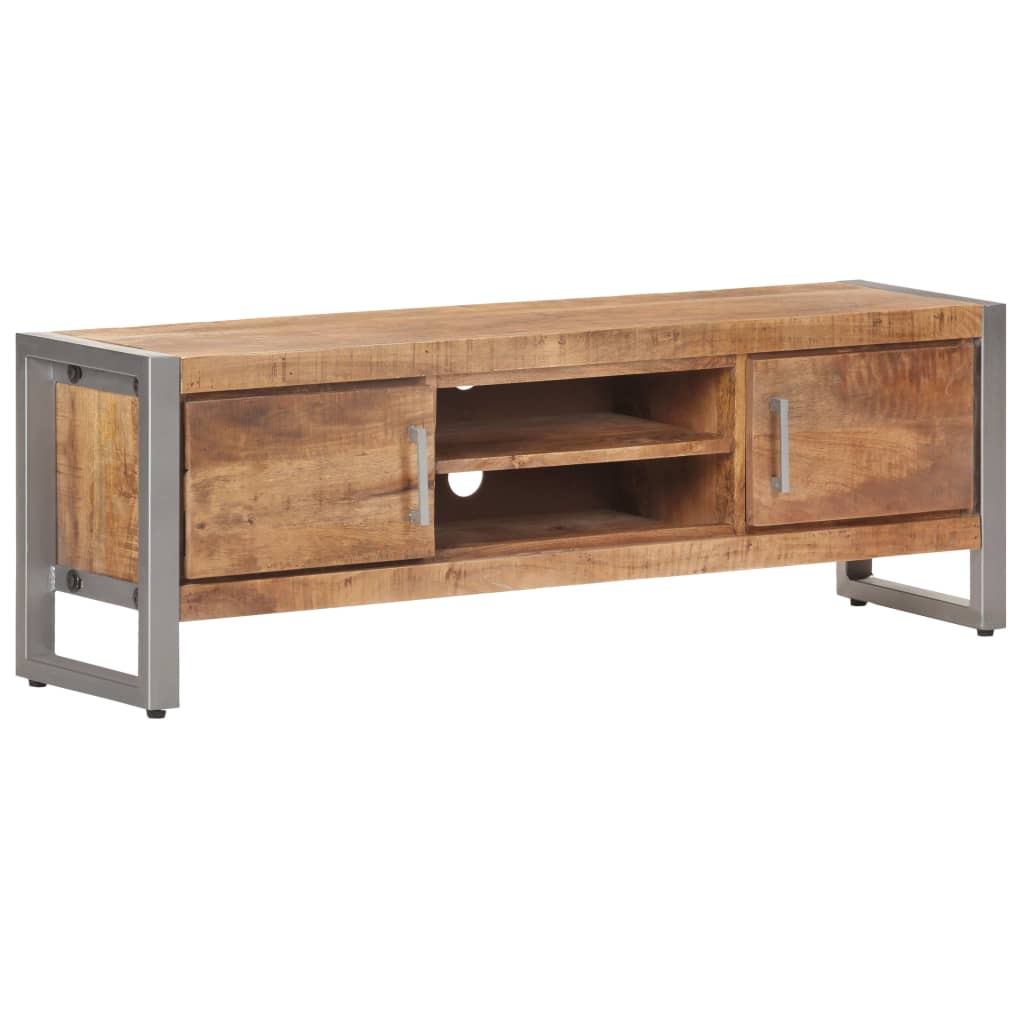 TV Cabinet Natural Mango Wood Rough Mango Wood, Iron