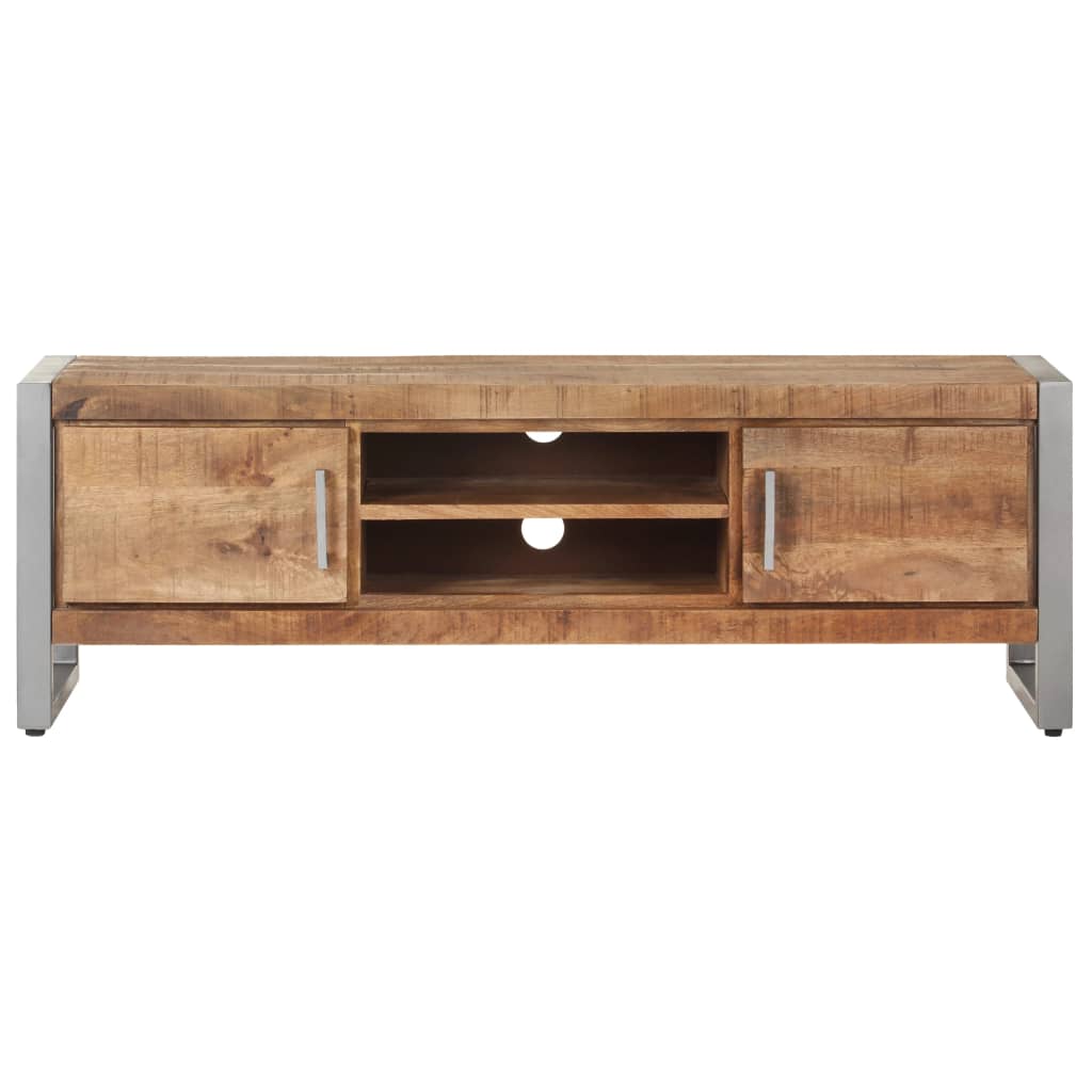 TV Cabinet Natural Mango Wood Rough Mango Wood, Iron
