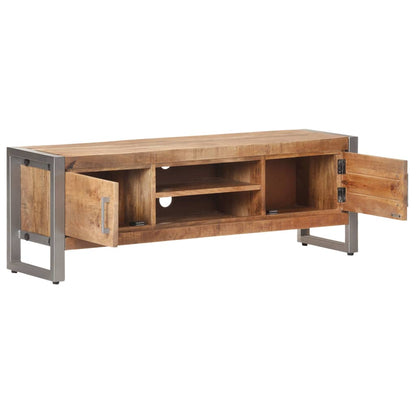 TV Cabinet Natural Mango Wood Rough Mango Wood, Iron