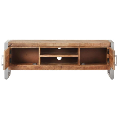 TV Cabinet Natural Mango Wood Rough Mango Wood, Iron