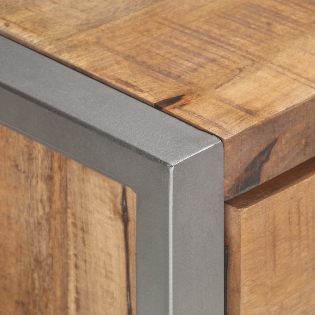 TV Cabinet Natural Mango Wood Rough Mango Wood, Iron