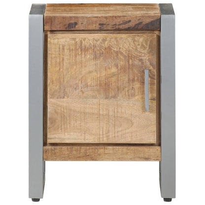 Bedside Cabinet Rough mango wood color, Grey Rough mango wood, Iron