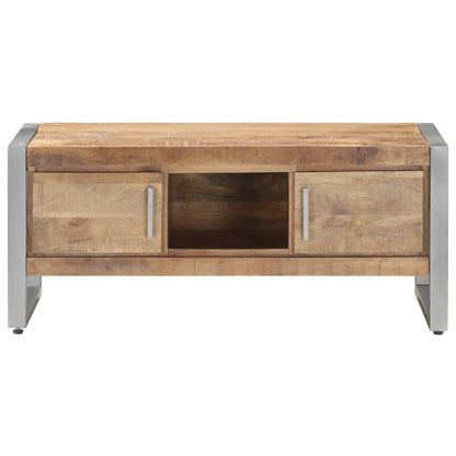 Coffee Table Natural wood tones, grey iron Rough mango wood, iron