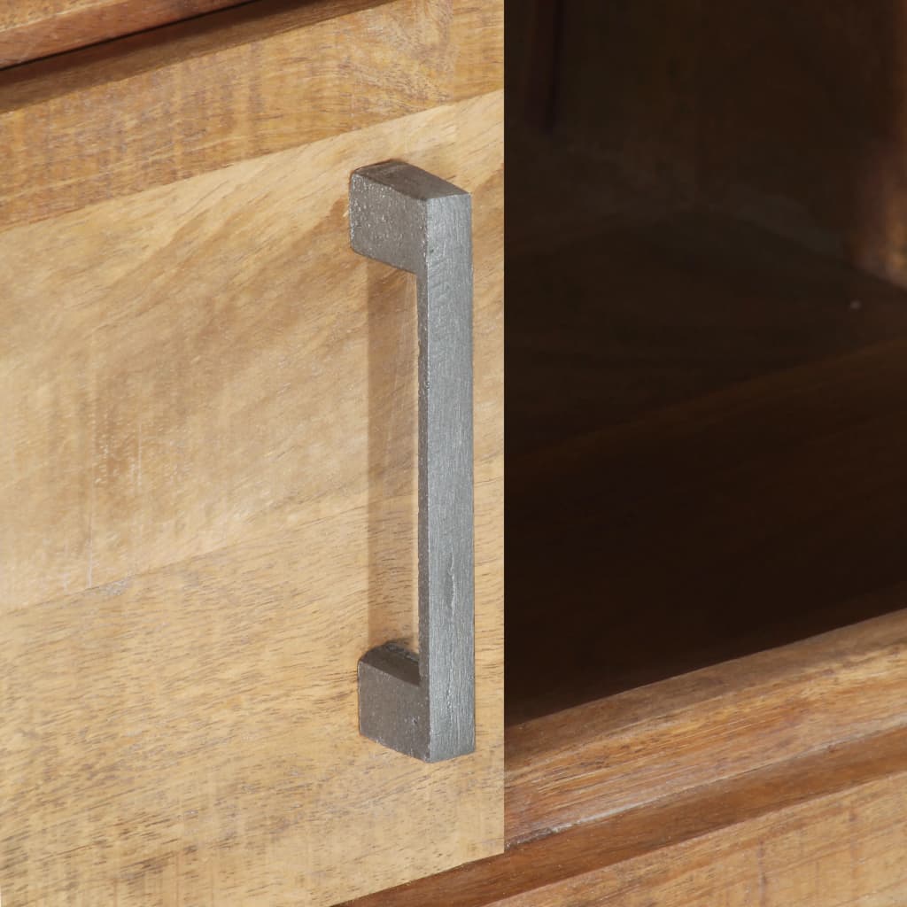 Coffee Table Natural wood tones, grey iron Rough mango wood, iron